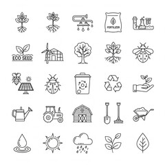 Eco Agriculture & Organic Growth Icons