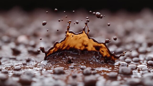 A splash of liquid on a brown surface, ideal for depicting mess and chaos
