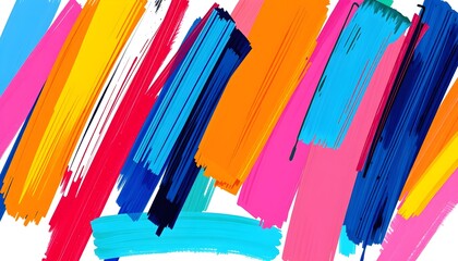 Abstract background featuring vibrant brushstrokes in blue, pink, yellow, orange, and red on a white surface, creating a dynamic and colorful design.