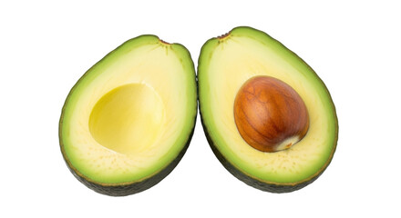 Isolated Halved Avocados, One with Seed Showing, Ready to Eat—Healthy Ingredient for Recipes