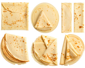  Firefly_Crêpe Crepe crepes batter dessert on transparent cutout, PNG file. Many assorted diff