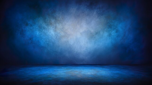 modulation. Traditional painted canvas backdrop with dramatic blue tones and textured fabric surface. event programs, museum guides, designed for cultural heritage projects and event programs.