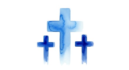Obraz premium Watercolor Crosses - A Symbol of Faith and Spirituality.