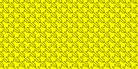 Houndstooth outline seamless pattern isolated on yellow background