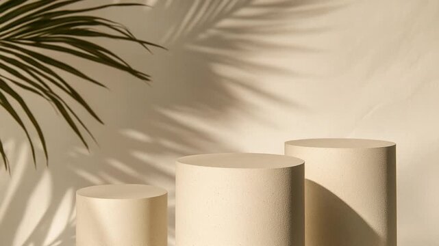 Three vases sit on a table next to a potted plant