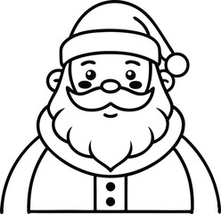 Santa Claus Line Art Portrait, Santa Claus Head Line Art Illustration. 
