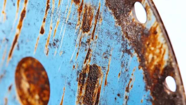 A close-up shot of a rusty metal surface with intricate details