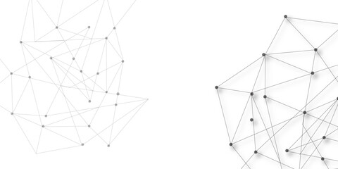 Technology abstract white digital background of connected dot with black line .many squares and rectangle shapes .Internet connection network high digital technology with connecting points and	
