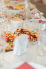 Delicious appetizers, restaurant dishes, beautiful presentation of dishes in a restaurant