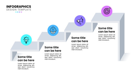 Infographic template. 3d staircase with 4 steps and icons