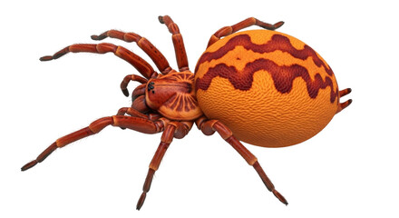 Isolated Colorful Orb-Weaver Spider Illustration in Brown and Orange Tones on Clear Backdrop