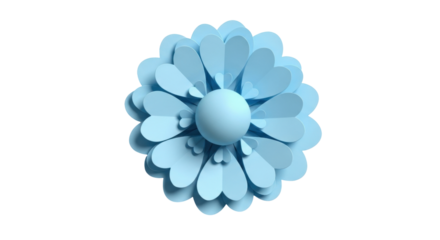 Isolated Paper Flower Design with Spherical Center for Crafts and Decorative Elements