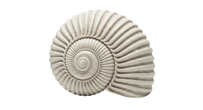 Isolated fossil ammonite shell, an extinct marine mollusc animal, archaeology specimen