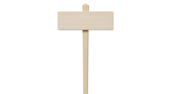 Isolated wooden signpost, blank advertisement banner with natural finish ready for messages