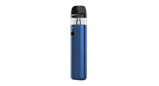 Isolated portable electronic cigarette, a modern vaping device with a sleek blue design
