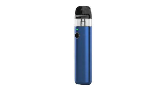 Isolated portable electronic cigarette, a modern vaping device with a sleek blue design