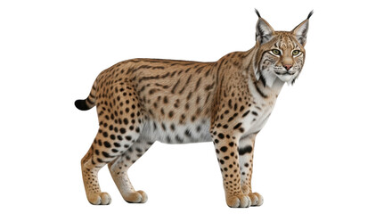 Fototapeta premium Isolated Lynx on a Light Backdrop with an Alert Expression, Standing in a Natural Pose