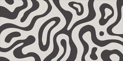 Abstract horizontal background with liquid waves. Wavy shape pattern blob organic illustration. Trendy vector illustration in style retro 60s, 70s.