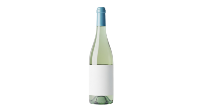 Isolated bottle of Sauvignon Blanc with a blank label ready for branding or custom design