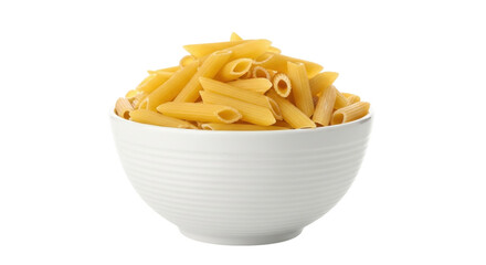 Isolated bowl of penne pasta, a staple food for Italian dishes and culinary creations