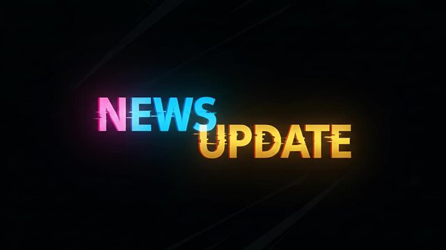 Dynamic Abstract News Update Background with Glitch Effect and Neon Lights