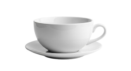Isolated cup of coffee or tea sitting on its matching saucer, ready for your design mockup