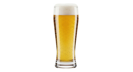 Isolated glass of light beer with thick foam ready to drink and refreshment beverage