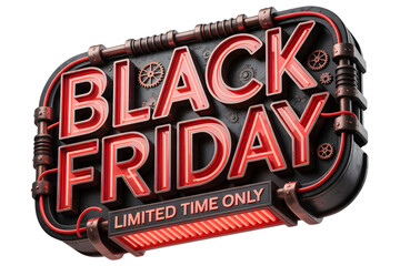 Black friday limited time only sale sign, isolated on transparent background