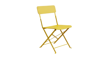 Isolated Yellow Folding Chair Object, Minimalist Style Furniture for Patio or Garden Seating