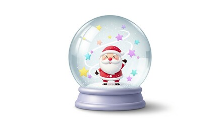 Charming Santa Claus Snow Globe with Colorful Stars and Snowflakes