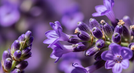Fragrant lavender blooms in the warm sunlight, bringing a sense of calm and relaxation, perfect for aromatherapy or home decor projects