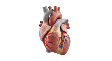 Isolated human heart anatomy rendering for medical illustration and anatomical study aid