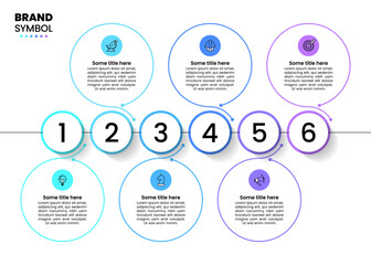 Infographics template. Line with 6 circles and numbers