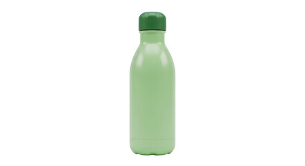 Isolated reusable water bottle in light-green color with dark-green cap for everyday use