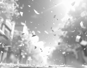 紙吹雪が舞う穏やかな並木道のひととき