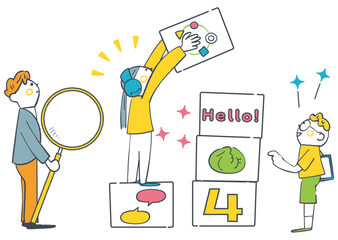 先生と共に学ぶ4年生　個性を生かし協働する学習
