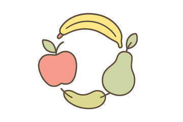 Circular arrangement of colorful fresh fruits symbolizing healthy diet and organic food