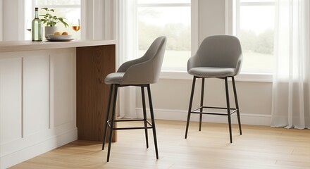 Fototapeta premium Bar Stool Seating in Kitchen Area