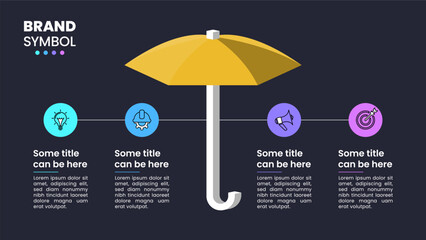 Infographic template. Umbrella with line and 4 steps