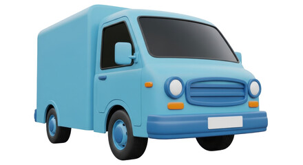 Isolated Delivery Truck in Cartoon Style Illustration with Smooth Surface and Rounded Features