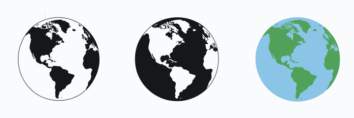 Obraz premium Earth Globe Vector Illustration in Flat and 3D Styles