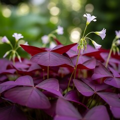 Oxalis triangularis - Purple Shamrock with Delicate White Flowers.