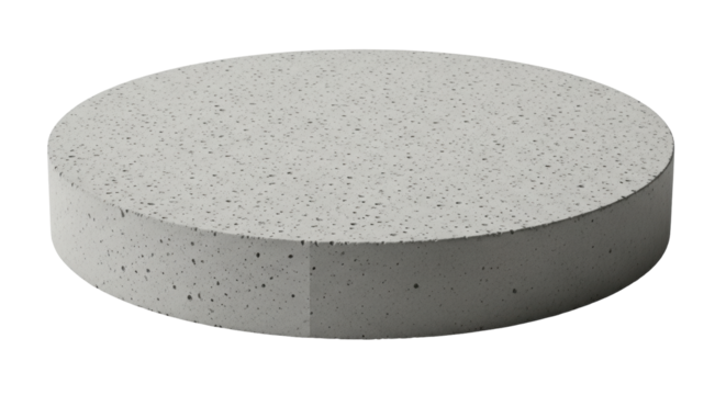 Isolated light gray concrete round element product block paving material platform