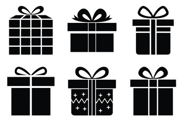Kwanzaa gift box minimal flat vector icon set. black color and white background.