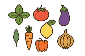 Colorful set of fresh organic vegetables and fruits for healthy eating and cooking concepts