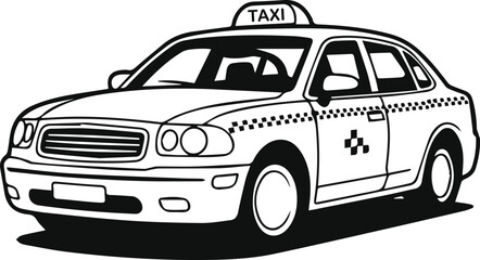 taxi cab silhouette, line art vector illustration ©  Jaynab Banu