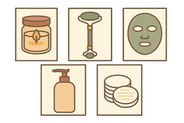 Aromatherapy and facial care beauty treatment icons set