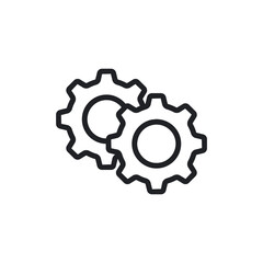 Two Interlocking Gear Setting Minimal Line Icon
