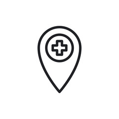 Obraz premium Medical Cross Hospital Location Pin Minimal Icon