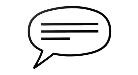 Isolated speech bubble showing text or writing; dialogue and communication metaphor